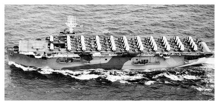 HMS PREMIER on aircraft ferrying duty c.1944, she is carrying a full load of Corsairs on her flight deck. Photo: Author’s collection