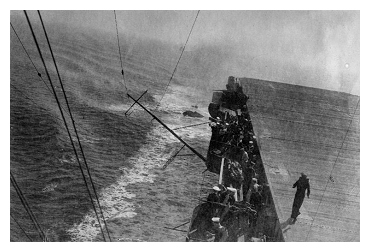 Unable to recover the Avenger dithed off the starboard bow and was overtaken by the ship. Photo: Courtesy of John Lawson